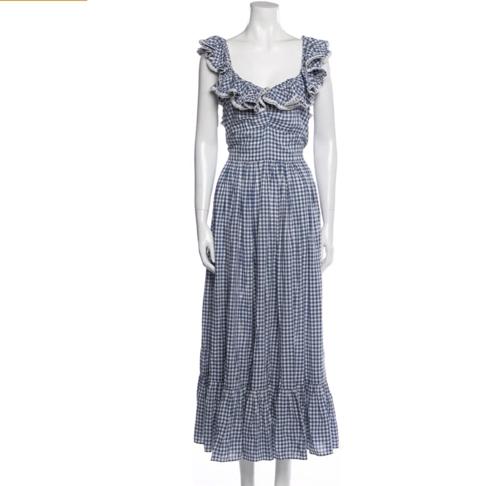 Midi long plaid Doen Sora- Blue Gingham XL NWT
